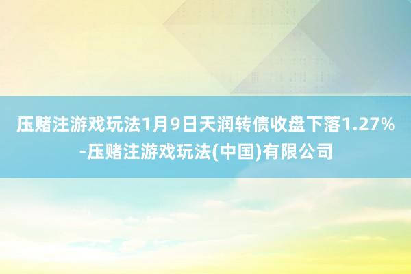 压赌注游戏玩法1月9日天润转债收盘下落1.27%-压赌注游戏玩法(中国)有限公司