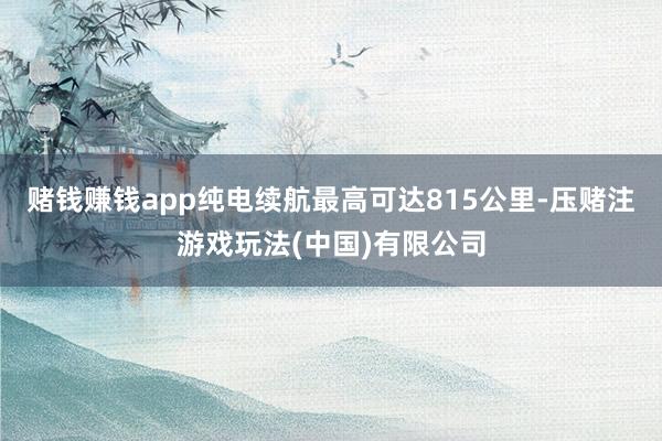 赌钱赚钱app纯电续航最高可达815公里-压赌注游戏玩法(中国)有限公司