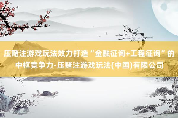 压赌注游戏玩法效力打造“金融征询+工程征询”的中枢竞争力-压赌注游戏玩法(中国)有限公司