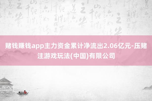 赌钱赚钱app主力资金累计净流出2.06亿元-压赌注游戏玩法(中国)有限公司