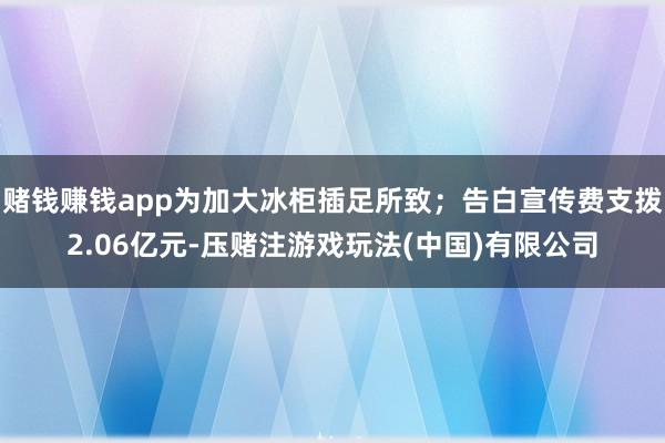 赌钱赚钱app为加大冰柜插足所致；告白宣传费支拨2.06亿元-压赌注游戏玩法(中国)有限公司