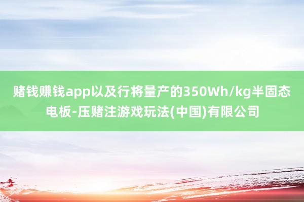 赌钱赚钱app以及行将量产的350Wh/kg半固态电板-压赌注游戏玩法(中国)有限公司
