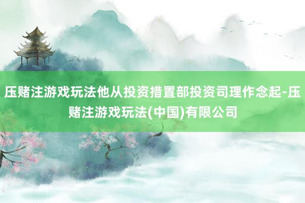 压赌注游戏玩法他从投资措置部投资司理作念起-压赌注游戏玩法(中国)有限公司