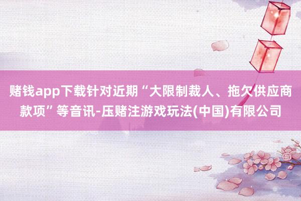 赌钱app下载针对近期“大限制裁人、拖欠供应商款项”等音讯-压赌注游戏玩法(中国)有限公司