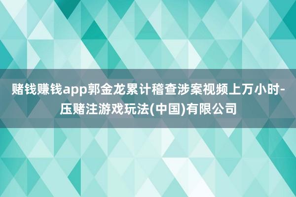 赌钱赚钱app郭金龙累计稽查涉案视频上万小时-压赌注游戏玩法(中国)有限公司