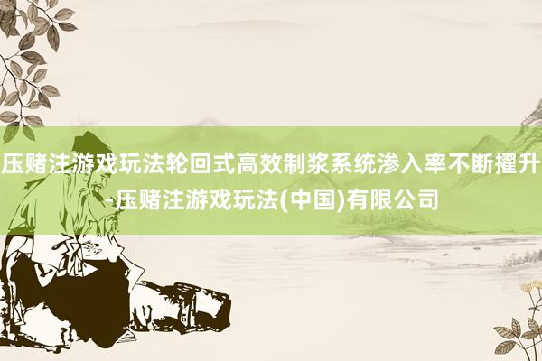 压赌注游戏玩法轮回式高效制浆系统渗入率不断擢升-压赌注游戏玩法(中国)有限公司