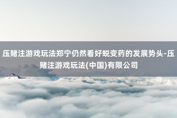 压赌注游戏玩法郑宁仍然看好蜕变药的发展势头-压赌注游戏玩法(中国)有限公司