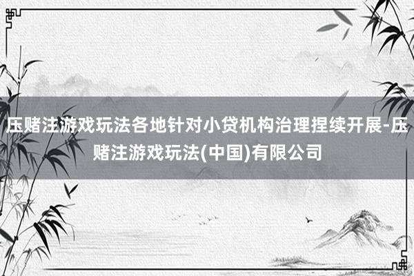 压赌注游戏玩法各地针对小贷机构治理捏续开展-压赌注游戏玩法(中国)有限公司